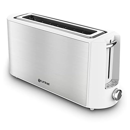 Grunkel - Tostadora de pan con control electrónico de tostado - Función calentar sin tostar, descongelar y cancelar - Blanco (1400W) (1 extra ancha) (Steel)