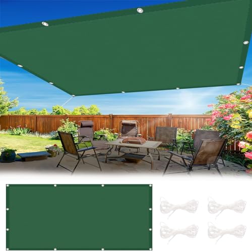 Voile d'ombrage auvent rectangulaire polyester vert pour patio - 2