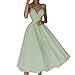 AKSXTNS New Spring and Summer Women's Suspender Fashionable and Sexy Swing Dress(White,L)