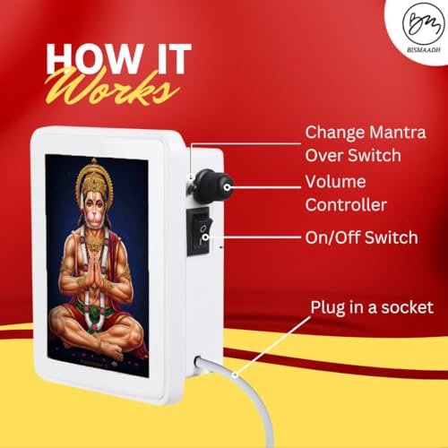 Image of Classic Wired 10 in 1 Mantra Box with 4-Inch LED Display Specially Curated Famous Hanuman Chalisa Mantra