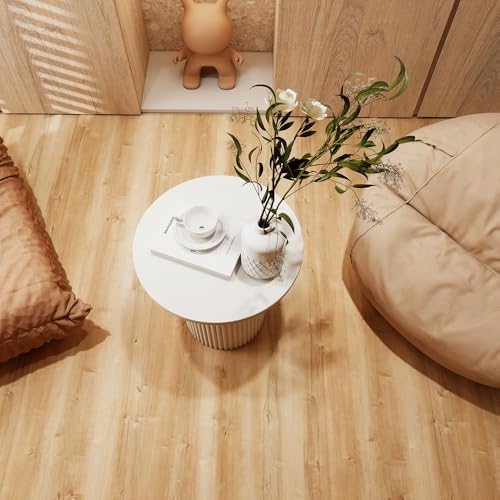 auxua Wood Grain Peel and Stick Floor Tiles – 11.8” Width, Full Roll Length of 118\" – Versatile Design for Any Space, Yellow Self Adhesive Vinyl Flooring, Waterproof and Non-Slip Features