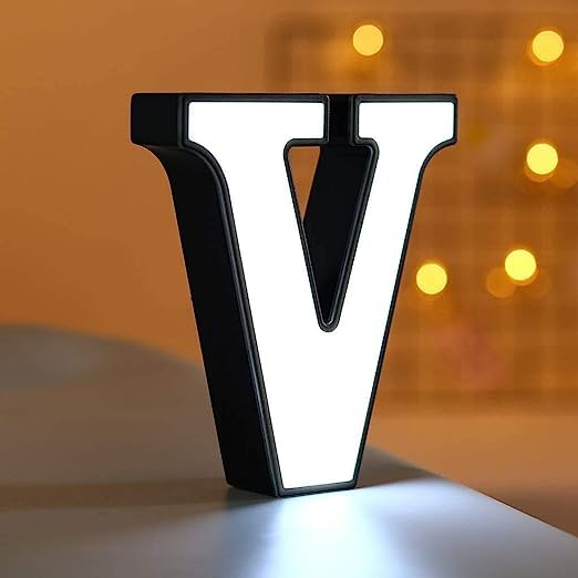 SHANJIA Light Up Marquee Signs, LED Marquee Letter Lights Alphabet Light Up Sign,26 Alphabet Signs for Wedding, Birthday, Party， Bar Decoration (V)