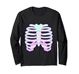 pastello goth rib cage raccapricciante carino morbido grunge kawaii scheletro maglia a manica