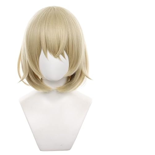 Tongtta Short Gray Gold Cosplay Wigs Halloween Costume Party Wig for Women - Gray Gold