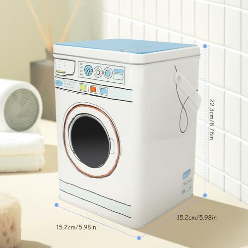 Boîte à lessive en métal panier rangement bleu Cocoarm bidon organisation maison