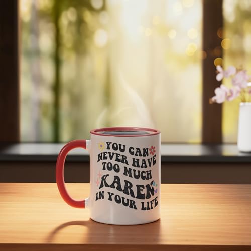 Taza de cerámica Retro Groovy Karen rojo/blanco miniatura 3