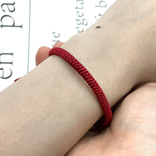 Red String Bracelet for Men and Women, Rope Lucky and Protection Bracelet, Handmade Tibetan Braided Tie Thread Bracelet, Surfer Woven String (Dark Red)2