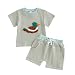 Bagilaanoe Toddler Baby Boy Clothes 3 6 12 18 24 Month 2T 3T Summer Outfit Waffle Striped Short Sleeve T-Shirt Shorts Set (Green, 12-18 Months)