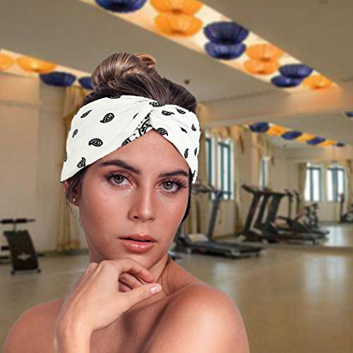 Urieo Boho Headbands Stretch Paisley Print Bandana Headband Criss Cross Hair Bands Knotted Head Wrap Yoga Daily For Women And Girls (Pack Of 4) (A) #TOP1