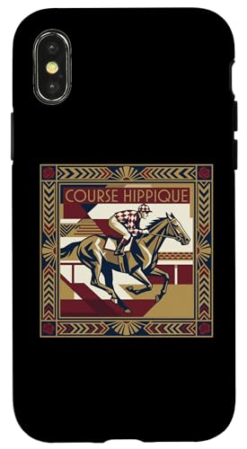Course Hippique Art Deco Horse Racing Jockey �X�}�z�P�[�X iPhone X/XS �p