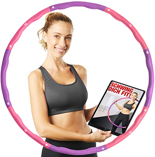 NAJATO Sports Hula Hoop Reifen Erwachsene - Wahlweise mit Bauchweggürtel - Hula Hoop Reifen für Deine Traumfigur - Hula Hoop 1,20 kg inkl. EBook (Lila + Pink) Cover