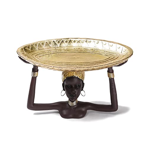 Brabud African Girl Tribal Lady Tray Statue Resin Tray For Candy Jewelry Ring Fruit, Living Room Dining Table Bedroom Shop Ornament Decoration Tqgjbs232 #TOP3