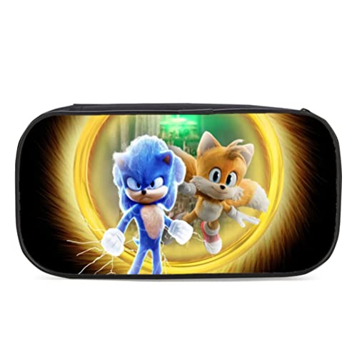 Smosyo Trousse Sonic le hérisson, trousse à crayons avec impression 3D de dessin animé avec fermeture éclair de grande capacité pour enfants, garçons et filles Cover