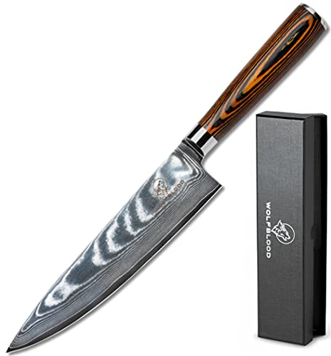 Wolfblood Damastmesser Küchenmesser XL(32cm) Profi-Kochmesser aus echtem 67 Lagen Damaststahl I Damast-Küchenmesser und Chefmesser mit Holzgriff Geschenkbox und Klingenschutz Wolfblood Damastmesser Küchenmesser XL(32cm) Profi-Kochmesser aus echtem 67 Lagen Damaststahl I Damast-Küchenmesser und Chefmesser mit Holzgriff Geschenkbox und Klingenschutz