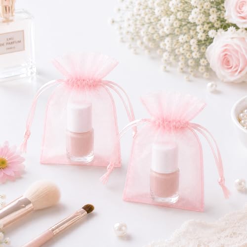 Image of joycraft 50Pcs Blush Pink Organza Bags - 2.7x3.5 In Sheer Drawstring Mesh Pouch, Small Jewelry Organza Gift Pouch for Wedding Favor, DIY Craft, Small Business, Candy,Bags