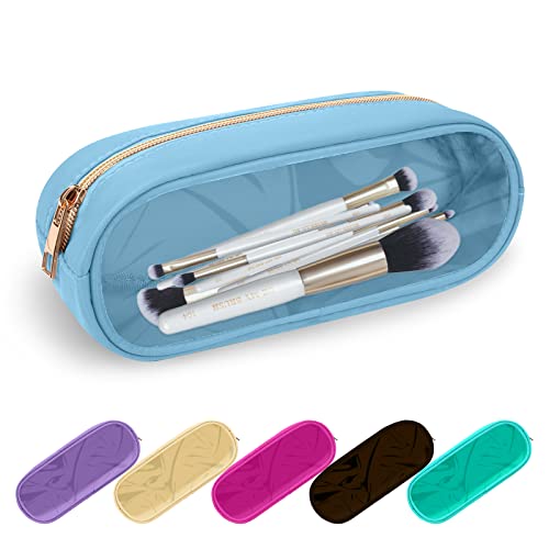 UIXIZQ Transparente Nylon-Make-up-Tasche, Reisetasche, Kulturbeutel, Kosmetiktaschen, Make-up-Organizer, klein, groß für Frauen und Mädchen, Immergrün, Slim