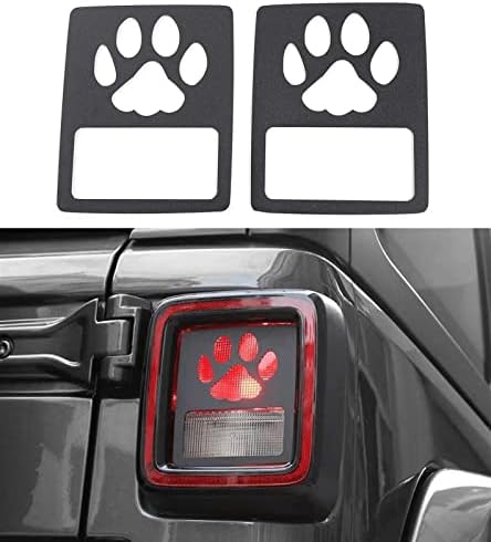 POETRYXIAO Tail Light Cover Guard with Paw Print Style (Halogen Tail Light) for Jeep Wrangler 2018-2022 JL Sport/Sports(Paw Print)