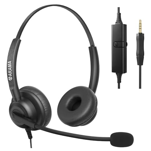 Arama Cell Phone Headset w/Lightweight Secure-Fit Headband, Pro Noise Canceling Mic and in-line Controls, 3.5mm Wired Headphones for iPhone, Samsung, LG, HTC, BlackBerry Mobile Phone and iPad Tablet