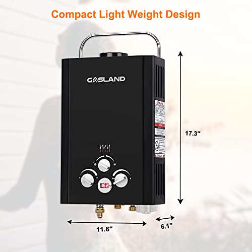 Tankless Water Heater, Gasland Outdoors Be158B 1.58Gpm 6L Portable Gas Water Heater, Instant Propane Water Heater, Overheating Protection, Easy To Install, Use For Rv Cabin Barn Camping Boat, Black #TOP4