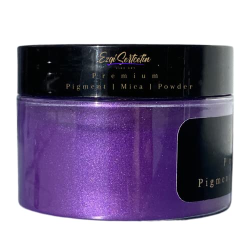 Ezgi Sertcetin Premium Pigment Powder 50g | Authentic Unique & Bright Pearlescent Metallic and Neon Colors | Especially Formulated for Artwork, Resin, Slime, Plasticine and more (Amethyst)