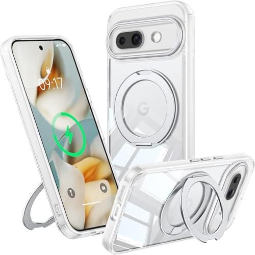 Coque Pixel 9a protection objectifs et anneau support magnétique blanc