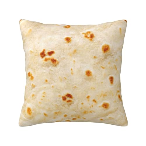 Wreioau Funny Food Burritos Tortilla Realistic Print Throw Pillow Case Square Decorative Pillow Cover for Home Decor Sofa Living Room Couch Bed Car Cushion Cover 18"X 18"