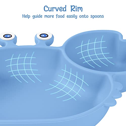 Vicloon Silicone Suction Plate for Toddlers Baby Suction Plate, Baby Cutlery Feeding Training Divided Plate - Image 4