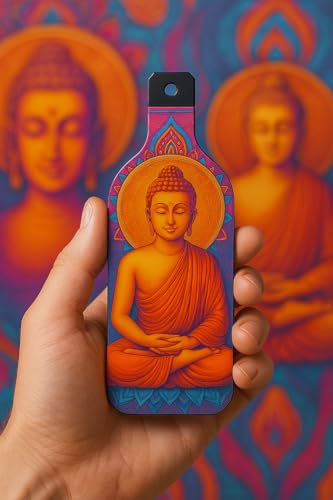 Image of GENXTRA MDF Buddha Wall Hanging Set - Bottle Shaped Wooden Plaques with Mandala Art & Vibrant Spiritual Design - Decorative Home Decor for Living Room, Bedroom, Meditation Space - Pack of 3 (BH3-02)