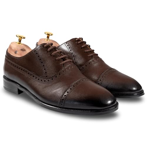 Cresswood Oxford Shoes for Men – Premium Leather Wingtip Dress Shoes | Classic Single-Color Vintage Oxfords for Business, Office & Formal Wear