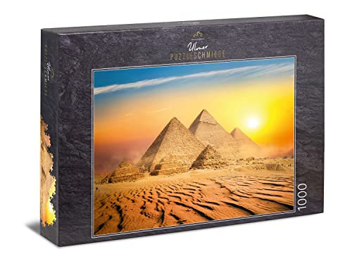 Preisvergleich Produktbild Ulmer Puzzleschmiede - Puzzle Land der Pharaonen - Klassisches 1000 Teile Puzzle malerisches Ägypten-Motiv mit den Pyramiden in der heißen Wüsten-Sonne
