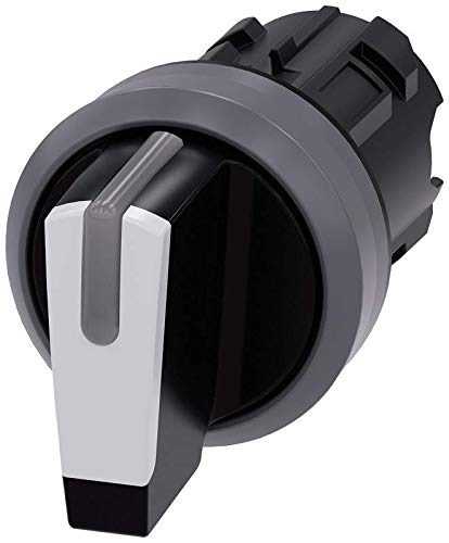 Sélecteur I-O-II Siemens 3SU10322BP600AA0 en plastique noir et bague métal 22mm