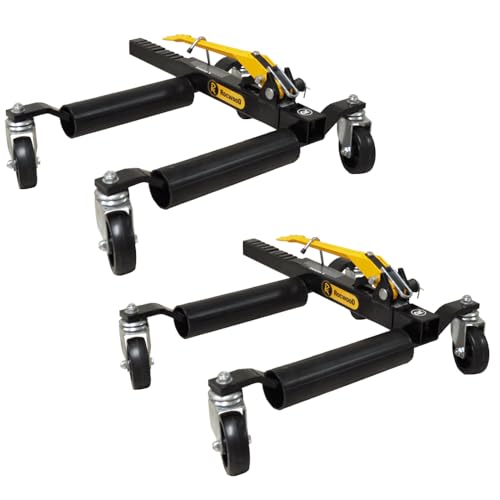 Image of 2pcs Mechanical Wheel Dolly RocwooD Heavy Duty Vehicle Positioning Car 1500LB/680KG Heavy Duty Steel 30KG Car Garage Workshop Dealership Skate Dollies