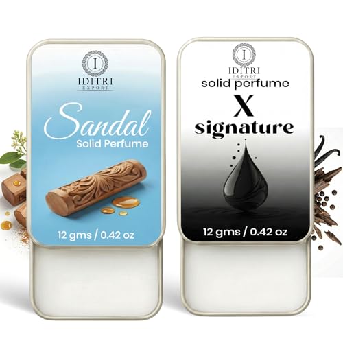 Image of Solid Perfume |x signature&sandal Alcohol Free Wax Perfume Balm, Long Lasting | Pocket Tin 12g, Pack Of 2| Non Greasy Smooth Glide, Travel Friendly Men And Women