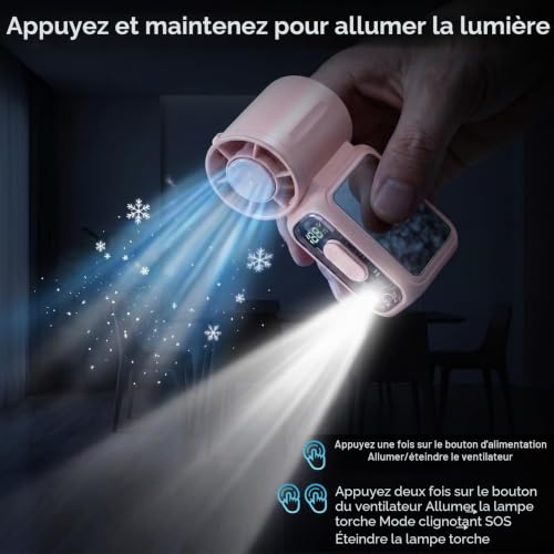 GlobalCrown Mini Ventilateur Portable à Main,Petit Ventilateur de Poche avec compresse de glace,rechargeable format compact idéal pour voyages, concerts,camping et le maquillage avec miroir intégré – vue 7