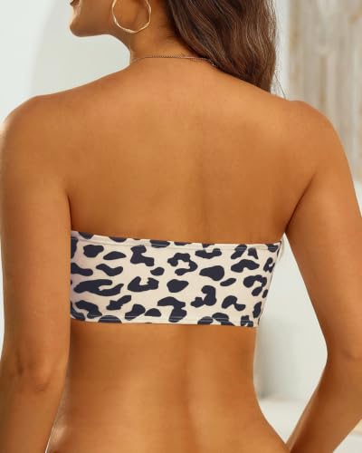 Image of Aqua Eve Women Bandeau Bikini Top Only Strapless Swim Top Tube Swimsuit