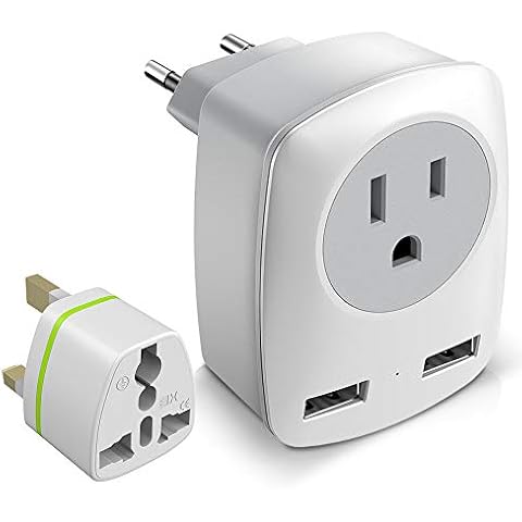 European Travel Plug Adapter for Europe & UK, American to Ireland Italy France Spain Greece Germany Israel Travel Essentials, International Power Outlet USB Charger, US to EU UK Travel Accessories Cover