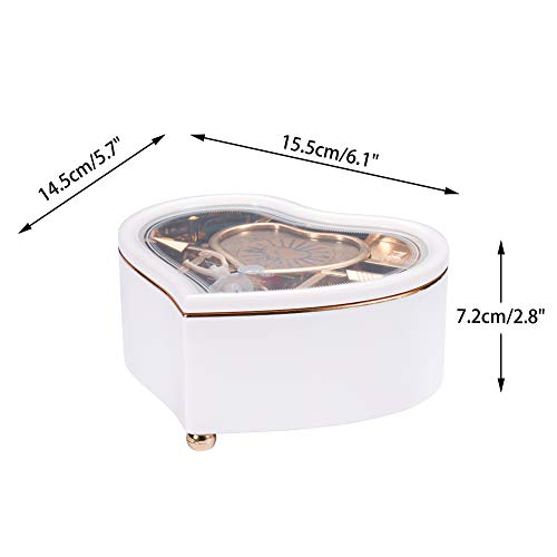 Rainbowie Heart Musical Jewelry Box, Musical Jewelry Storage Box With Dancing Girl,Arrow Design Christmas Gift White #TOP2