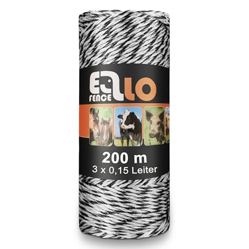 Ellofarm Nirosta Corde de clôture 6 conducteurs, 250 m, noir/blanc