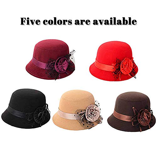 Glamorstar Vintage Felt Cloche Hat Winter Floral Fedora Bucket Hat Bowler Hats  thumb #5