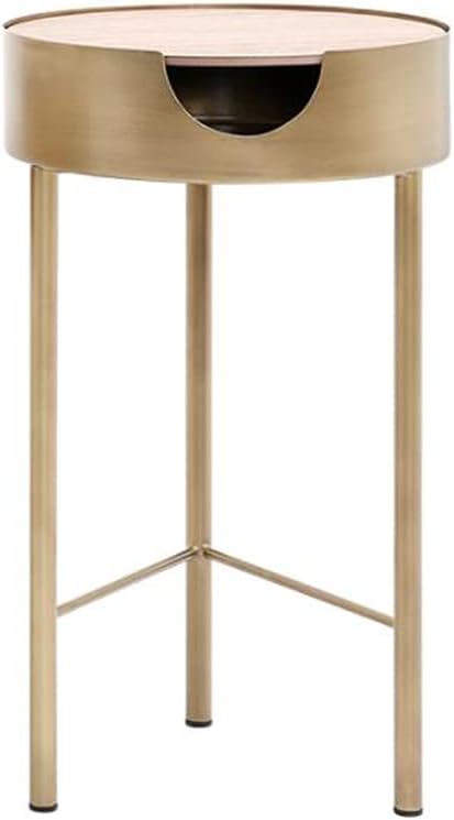Side Table/End Table,Wooden Coffee Table Small White Round End Table with Storage Box for Living Room Bedroom Alone/Combined Used