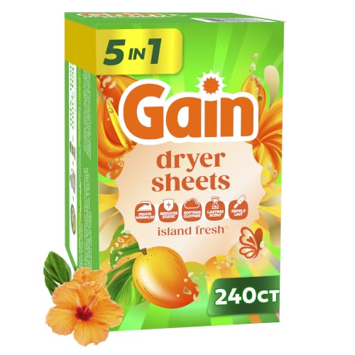 Gain, Laundry Dryer Sheets, Fabric Softener Anti Static Sheets, Island Fresh Scent, 240 Count - image 1