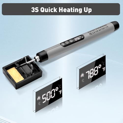 Mini Cordless Soldering Iron Kit, USB Rechargeable Portable Cordless Soldering Iron, LCD Digital Adjustable Temperature Thermostatic Soldering Gun for Home Appliance Repair, DIY - Thumbnail 4