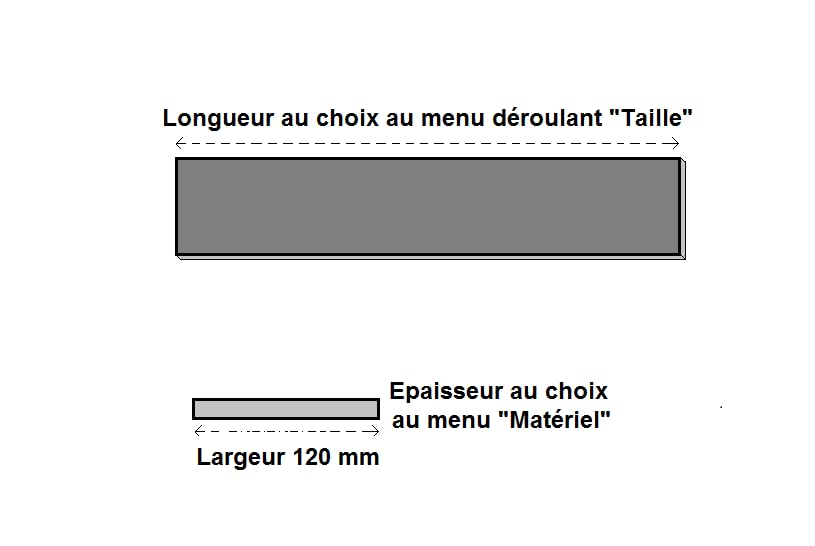 LeMétal – Fer plat acier largeur 120 mm - Epaisseur au choix (de 6 mm à 15 mm) et longueur au choix (de 50 à 300 cms). (10 mm, 290 cms)