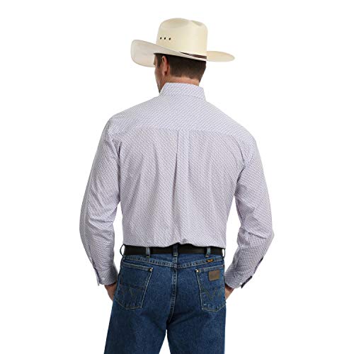 Wrangler Men’s George Strait Long Sleeve, Two Pocket Button-Down Shirt, Purple/White Print MGSP653 (Large)