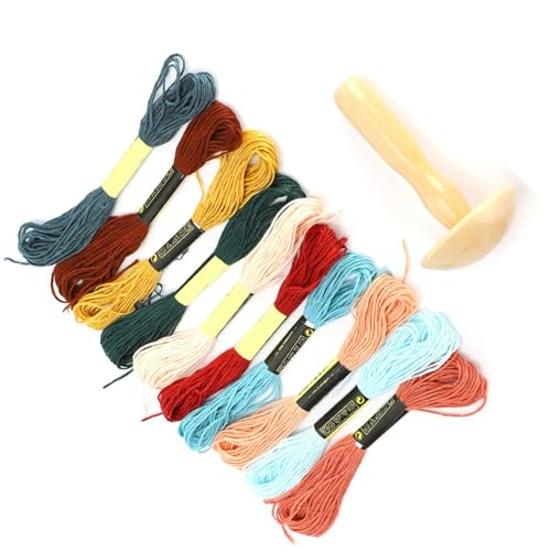 Kit de suministros para zurcido Yosoo: hongo de madera para zurcir y 10 hilos de algodón en colores variados para calcetines, suéteres y reparación DIY miniatura 3