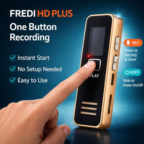 Image of FREDI HD PLUS Voice Recorder Device Digital Voice Recorder 32GB Support Portable Audio Recorder USB with Speaker One Button Recording for Meetings Lectures Interviews