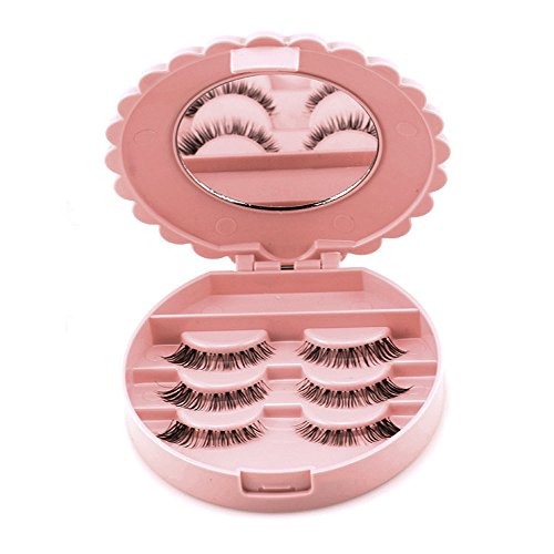 Preisvergleich Produktbild HUKZ Aufbewahrungsbox für Falsche Wimpern,Acryl niedlichen Bogen falsche Wimpern Aufbewahrungsbox Make-up Kosmetik Spiegel Fall Veranstalter(10 * 3 cm) (Pink)