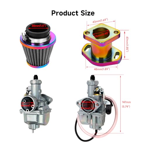 Image of FVRITO Mini Bike 212 Carburetor VM22 Carb Kit for Predator 212cc 196cc 224cc Coleman CT200U BT200X CT200U-EX RB200 KT196 Go Kart Massimo Baja Warrior Heat MB200 Performance Parts Stage 1 Kit Rainbow