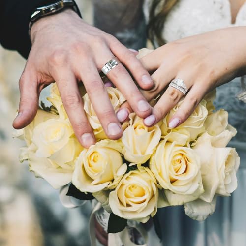 1.5ct Wedding Rings for Women Cubic Zirconia Engagement Bridal Ring Set His Hers Men Titanium Wedding Bands2