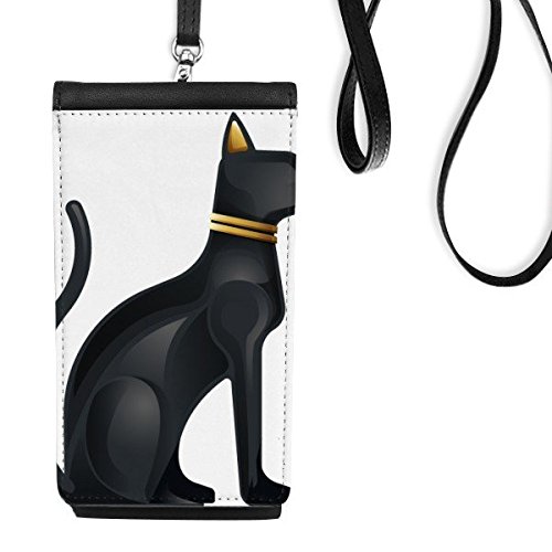 Porte-monnaie égyptien en faux cuir noir pour smartphone intelligent